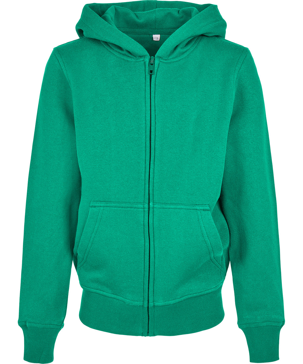 Tryck din logga på Hoodies från Build Your Brand - Anpassa Build Your Brand - Ekologisk Hoodie med Zip för Barn i färgen Mellan grön för företag, föreningar och privatpersoner