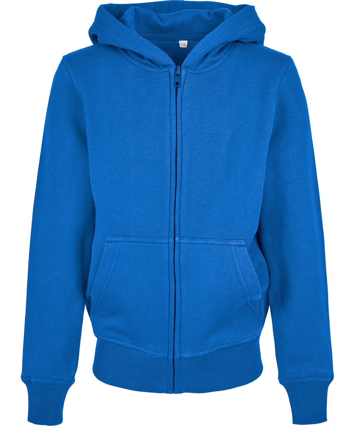 Tryck din logga på Hoodies från Build Your Brand - Anpassa Build Your Brand - Ekologisk Hoodie med Zip för Barn i färgen Mellanblå för företag, föreningar och privatpersoner
