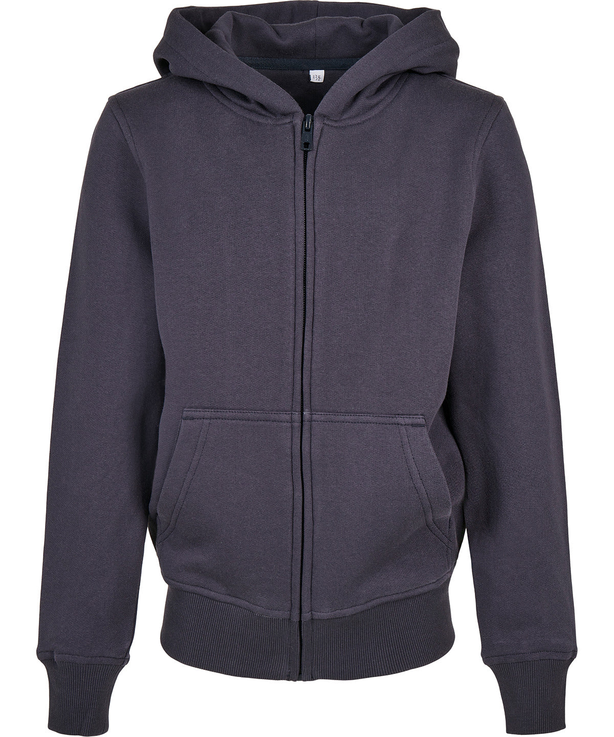 Tryck din logga på Hoodies från Build Your Brand - Anpassa Build Your Brand - Ekologisk Hoodie med Zip för Barn i färgen Marinblå för företag, föreningar och privatpersoner