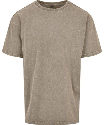 Tryck din logga på T-shirts från Build Your Brand - Anpassa Acid Washed Heavy Oversized Tee i färgen Khaki för företag, föreningar och privatpersoner