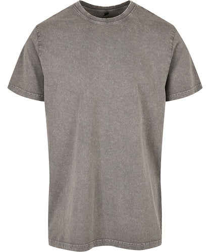 Tryck din logga på T-shirts från Build Your Brand - Anpassa Acid Washed Crew Neck Tee i färgen Mellangrå för företag, föreningar och privatpersoner