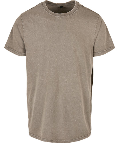 Tryck din logga på T-shirts från Build Your Brand - Anpassa Acid Washed Crew Neck Tee i färgen Khaki för företag, föreningar och privatpersoner