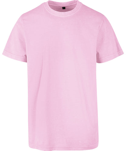 Tryck din logga på T-shirts från Build Your Brand - Anpassa Acid Washed Crew Neck Tee i färgen Mellanrosa för företag, föreningar och privatpersoner