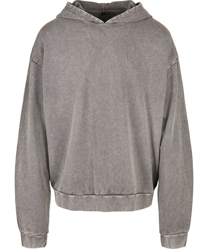 Tryck din logga på Hoodies från Build Your Brand - Anpassa Build Your Brand - Syratvättad Oversize Hoodie i färgen Mellangrå för företag, föreningar och privatpersoner
