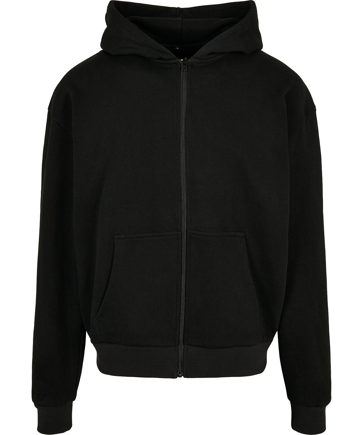 Tryck din logga på Hoodies från Build Your Brand - Anpassa Build Your Brand - Ultralång Hoodie med Dragkedja i färgen Svart för företag, föreningar och privatpersoner
