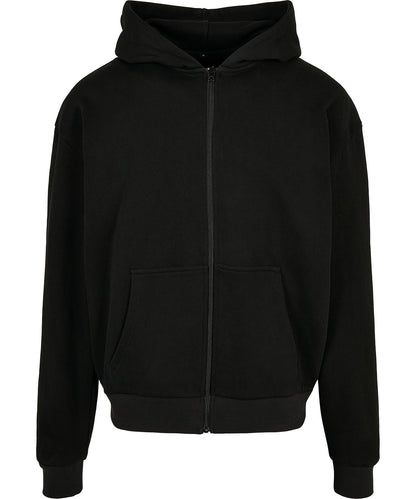 Tryck din logga på Hoodies från Build Your Brand - Anpassa Build Your Brand - Ultralång Hoodie med Dragkedja i färgen Svart för företag, föreningar och privatpersoner