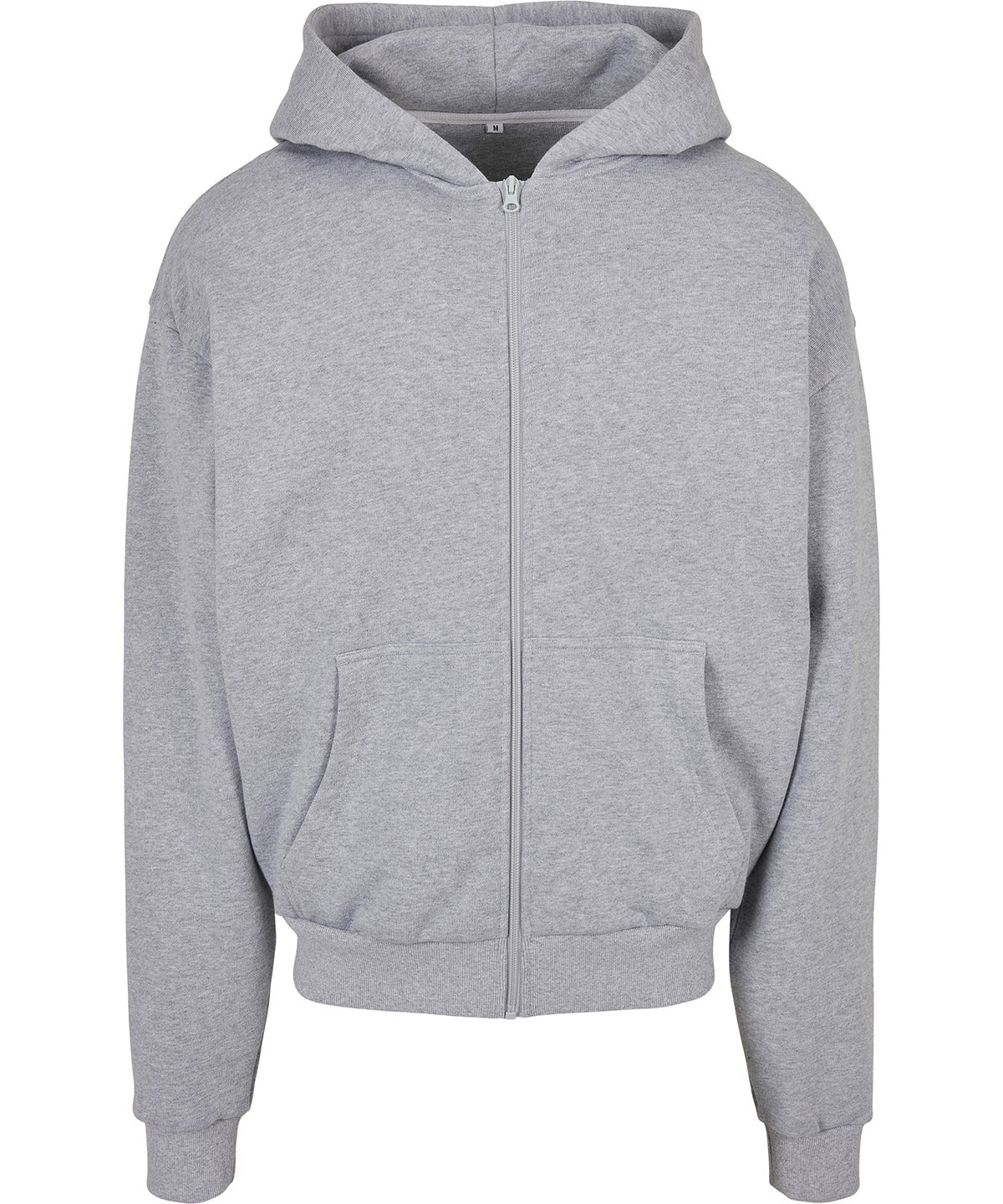 Tryck din logga på Hoodies från Build Your Brand - Anpassa Build Your Brand - Ultralång Hoodie med Dragkedja i färgen Ljunggrå för företag, föreningar och privatpersoner