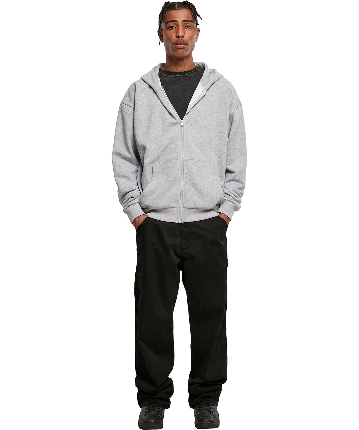 Tryck din logga på Hoodies från Build Your Brand - Anpassa Build Your Brand - Ultralång Hoodie med Dragkedja i färgen för företag, föreningar och privatpersoner