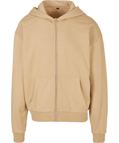 Tryck din logga på Hoodies från Build Your Brand - Anpassa Build Your Brand - Ultralång Hoodie med Dragkedja i färgen Beige för företag, föreningar och privatpersoner