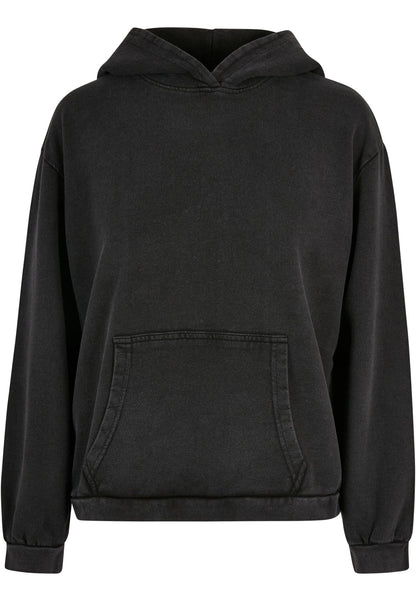 Tryck din logga på Hoodies från Build Your Brand - Anpassa Build Your Brand - Syra-tvättad Oversized Hoodie för Damer i färgen Svart för företag, föreningar och privatpersoner