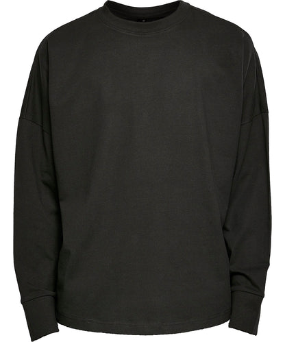 Tryck din logga på Sweatshirts från Build Your Brand - Anpassa Build Your Brand - Oversized Långärmad Tröja i färgen Svart för företag, föreningar och privatpersoner
