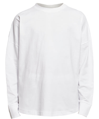 Tryck din logga på Sweatshirts från Build Your Brand - Anpassa Build Your Brand - Oversized Långärmad Tröja i färgen Vit för företag, föreningar och privatpersoner