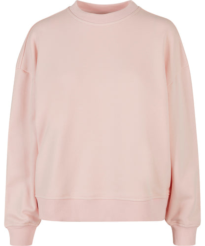 Tryck din logga på Sweatshirts från Build Your Brand - Anpassa Build Your Brand - Dam Oversized Sweatshirt med Rund Halsringning i färgen Ljusrosa för företag, föreningar och privatpersoner
