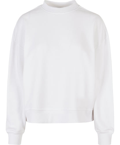 Tryck din logga på Sweatshirts från Build Your Brand - Anpassa Build Your Brand - Dam Oversized Sweatshirt med Rund Halsringning i färgen Vit för företag, föreningar och privatpersoner
