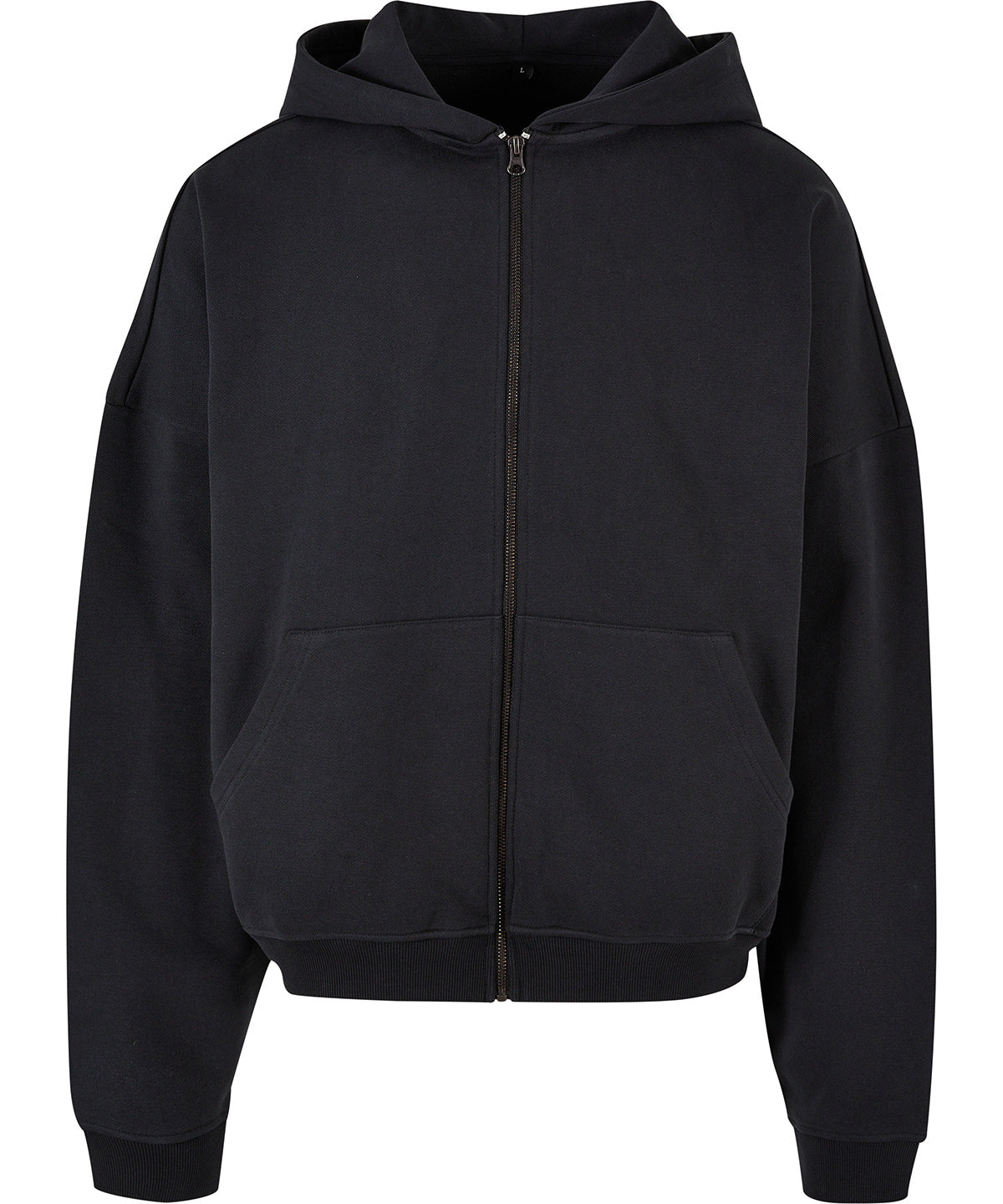Tryck din logga på Hoodies från Build Your Brand - Anpassa Build Your Brand - 90-tals Hoodie med Dragkedja i färgen Svart för företag, föreningar och privatpersoner