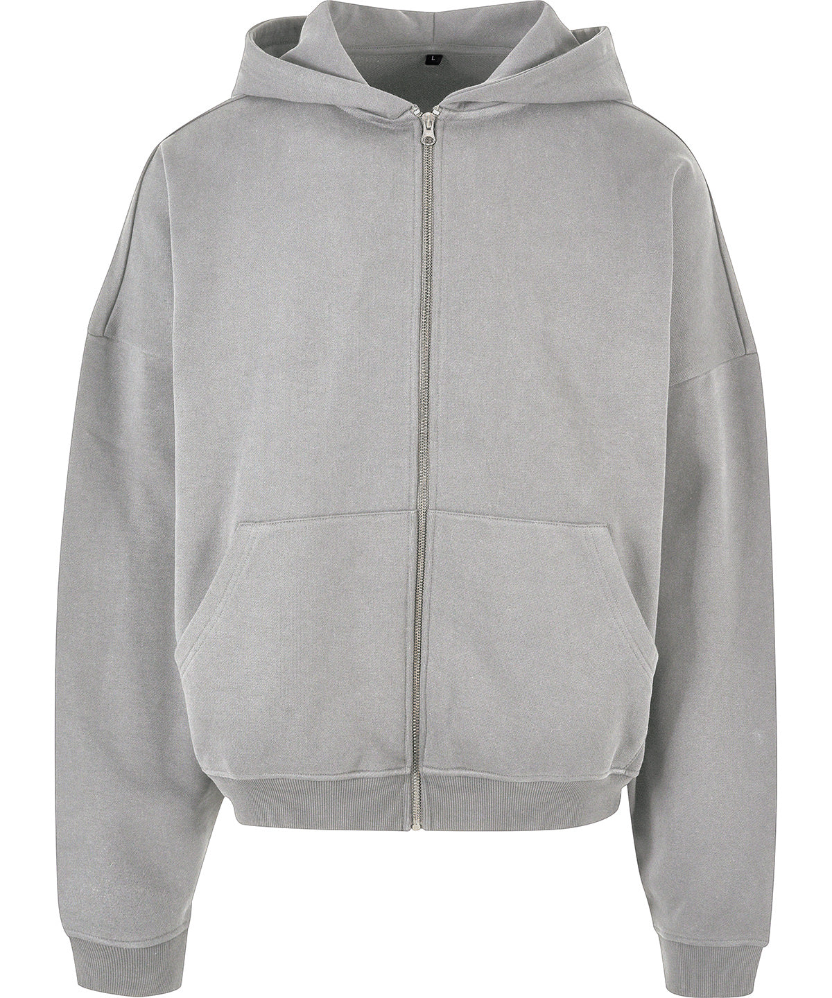 Tryck din logga på Hoodies från Build Your Brand - Anpassa Build Your Brand - 90-tals Hoodie med Dragkedja i färgen Ljunggrå för företag, föreningar och privatpersoner