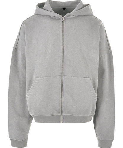 Tryck din logga på Hoodies från Build Your Brand - Anpassa Build Your Brand - 90-tals Hoodie med Dragkedja i färgen Ljunggrå för företag, föreningar och privatpersoner