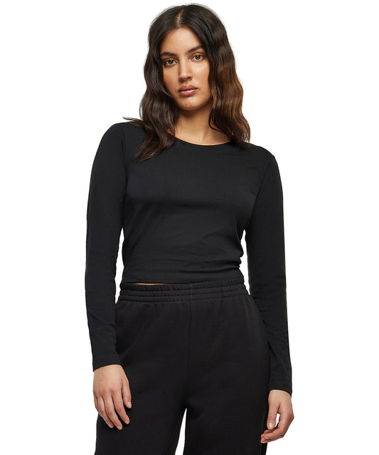 Tryck din logga på T-shirts från Build Your Brand - Anpassa Ladies Cropped Long Sleeve Top i färgen för företag, föreningar och privatpersoner