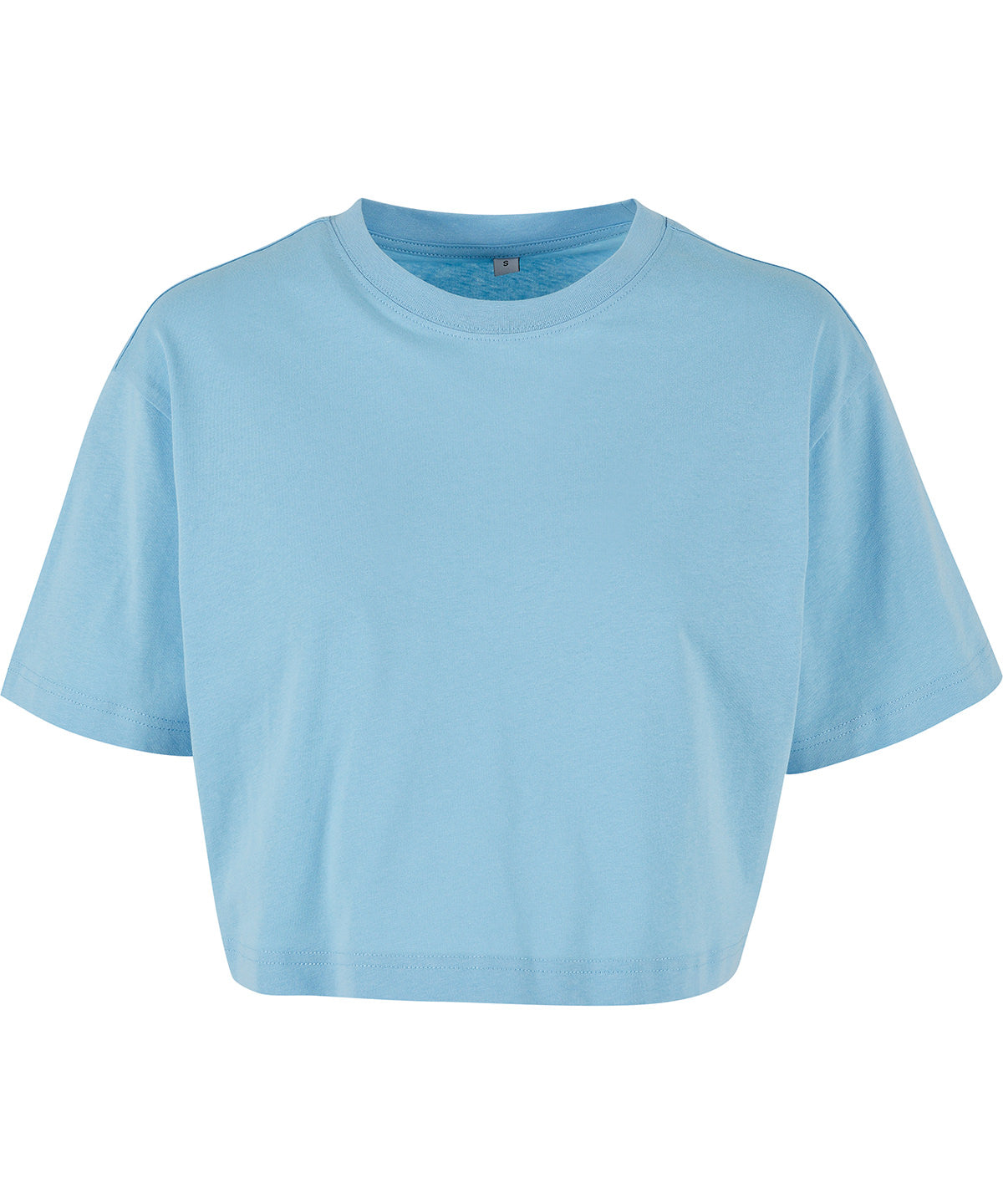 Tryck din logga på T-shirts från Build Your Brand - Anpassa Short Oversized Dam T-shirt i färgen Mellanblå för företag, föreningar och privatpersoner