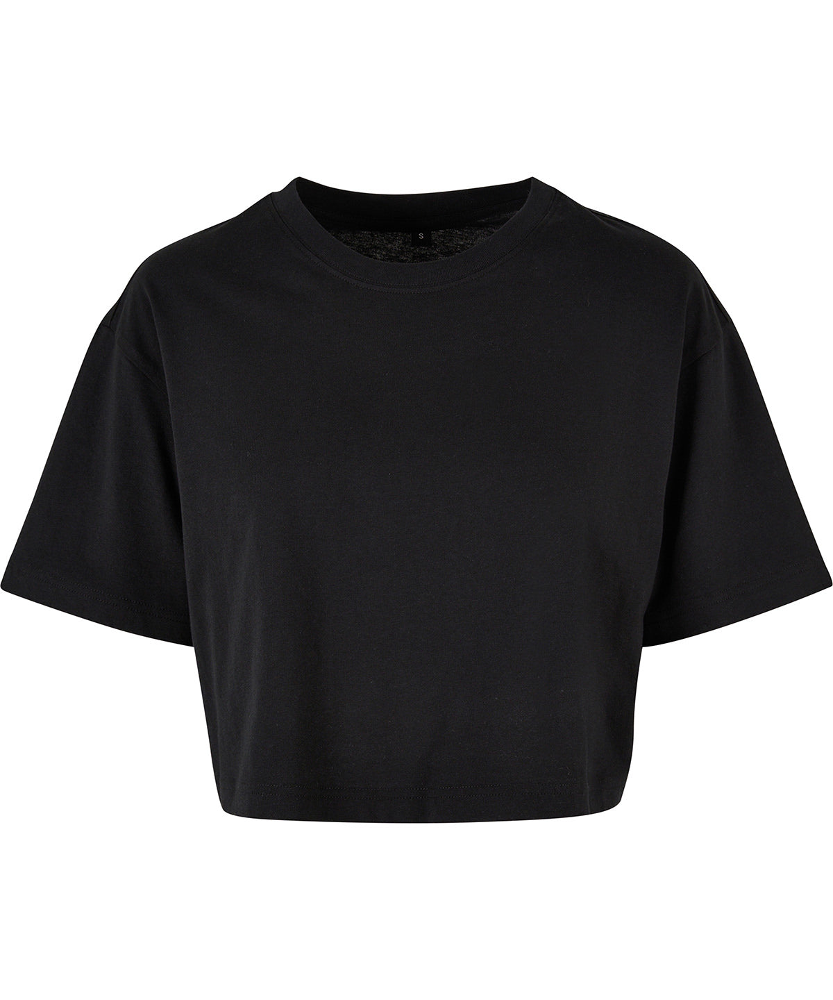 Tryck din logga på T-shirts från Build Your Brand - Anpassa Short Oversized Dam T-shirt i färgen Svart för företag, föreningar och privatpersoner