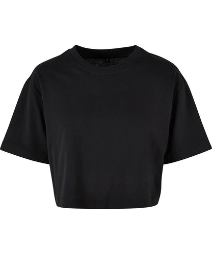 Tryck din logga på T-shirts från Build Your Brand - Anpassa Short Oversized Dam T-shirt i färgen Svart för företag, föreningar och privatpersoner