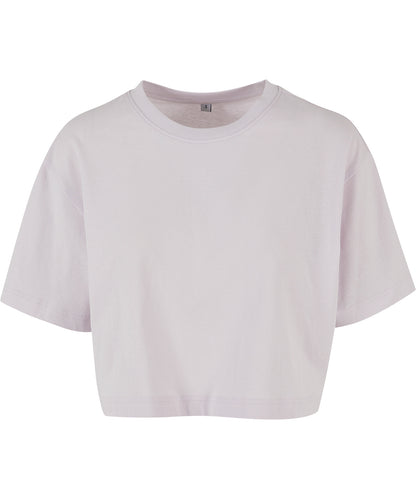 Tryck din logga på T-shirts från Build Your Brand - Anpassa Short Oversized Dam T-shirt i färgen Ljus lila för företag, föreningar och privatpersoner