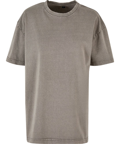 Tryck din logga på T-shirts från Build Your Brand - Anpassa Överdimensionerad Acid Wash-Tee - Dam i färgen Mörkgrå för företag, föreningar och privatpersoner