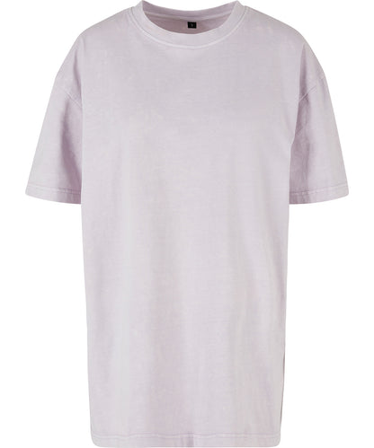 Tryck din logga på T-shirts från Build Your Brand - Anpassa Överdimensionerad Acid Wash-Tee - Dam i färgen Ljus lila för företag, föreningar och privatpersoner