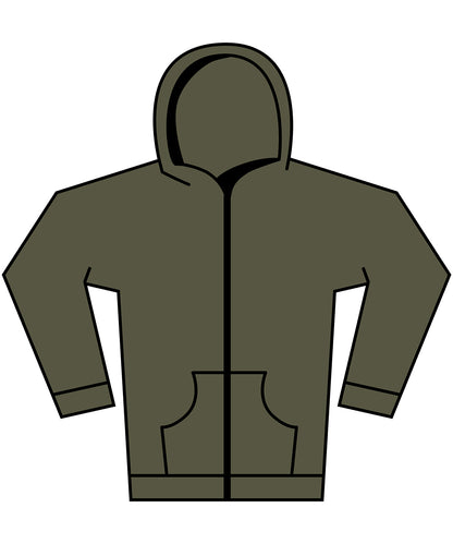 Tryck din logga på Hoodies från Build Your Brand - Anpassa Build Your Brand - Vintage Heavy Zip Hoodie i färgen Oliv för företag, föreningar och privatpersoner