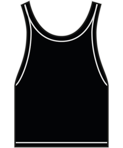 Tryck din logga på T-shirts från Build Your Brand - Anpassa Stretch Jersey Short Slim Top i färgen Svart för företag, föreningar och privatpersoner