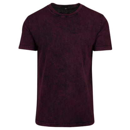 Tryck din logga på från Impala Print Shop - Anpassa BUILD YOUR BRAND Acid washed tee BY070 i färgen Burgundy för företag, föreningar och privatpersoner
