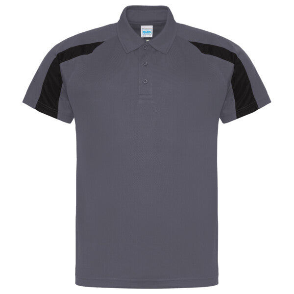 Tryck din logga på från Impala Print Shop - Anpassa AWDis Contrast cool polo JC043 i färgen Anthracite för företag, föreningar och privatpersoner