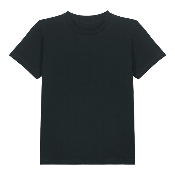 Tryck din logga på T-shirts design från Stanley/Stella - Anpassa Stanley/Stella Kids Mini Creator 2.0 – Ikonisk Barn-T-shirt i Ekologisk Bomull i färgen Pitch Black för företag, föreningar och privatpersoner