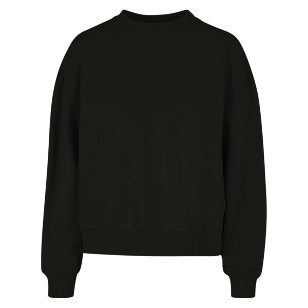 Tryck din logga på från Impala Print Shop - Anpassa BUILD YOUR BRAND Women’s oversized crew neck sweatshirt BY212 i färgen Jet Black för företag, föreningar och privatpersoner