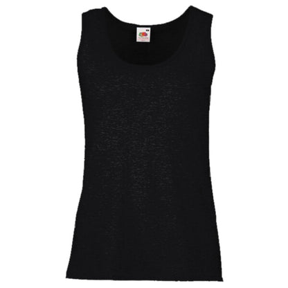 Tryck din logga på från Impala Print Shop - Anpassa FRUIT OF THE LOOM Women's valueweight vest 61-376-0 i färgen Jet Black för företag, föreningar och privatpersoner