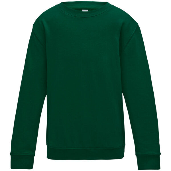 Tryck din logga på Sweatshirts design från AWDis Just Hoods - Anpassa AWDis Kids Sweatshirt JH30J – Klassisk och Bekväm Barntröja i Många Färger i färgen Bottle 1-2 för företag, föreningar och privatpersoner