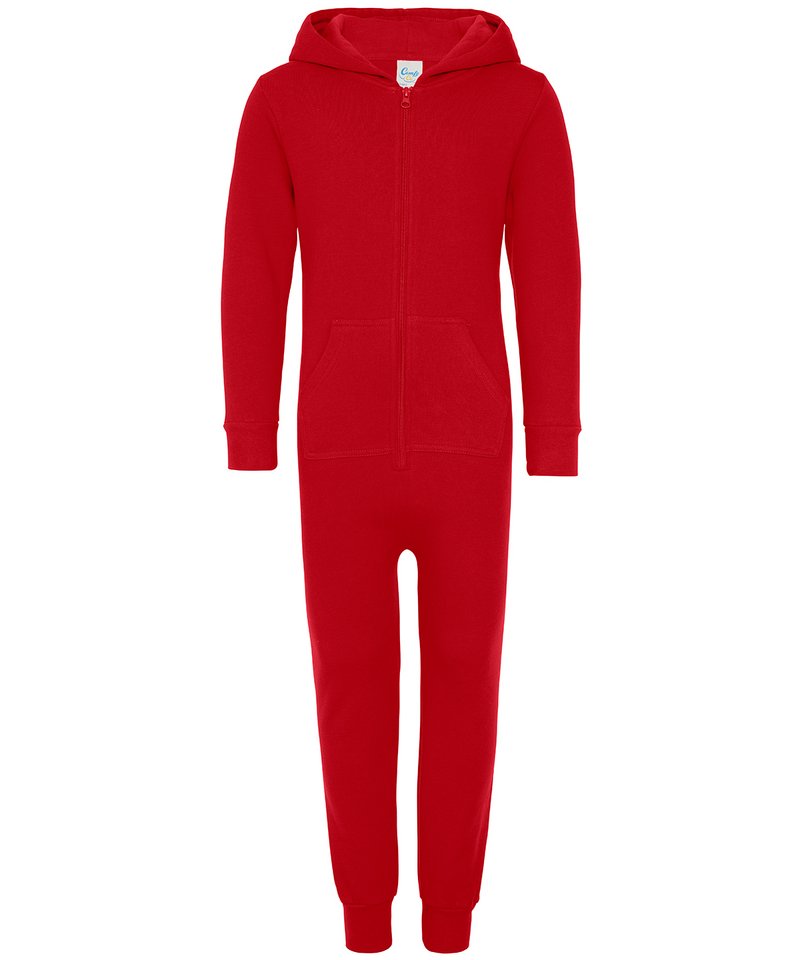 Tryck din logga på Jumpsuits från Comfy Co - Anpassa Barn allt-i-ett i färgen Mellan röd för företag, föreningar och privatpersoner