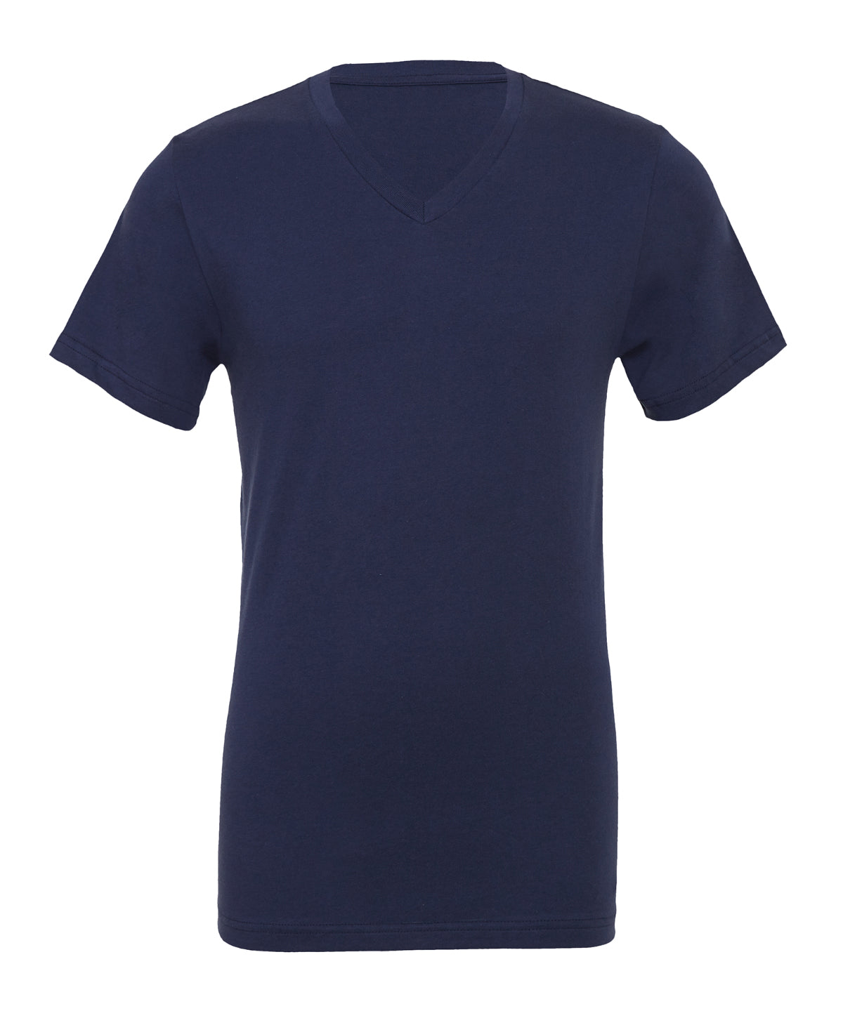 Tryck din logga på T-shirts från Bella Canvas - Anpassa Unisex V-Neck Jersey T-Shirt i färgen Marinblå för företag, föreningar och privatpersoner