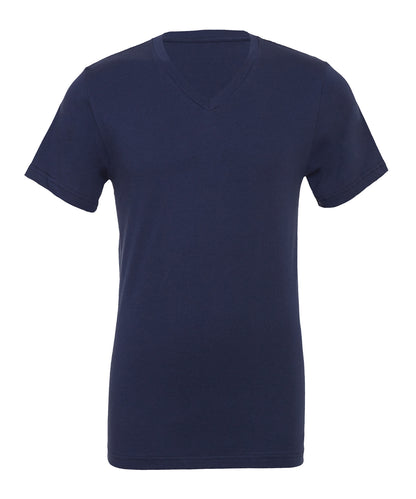 Tryck din logga på T-shirts från Bella Canvas - Anpassa Unisex V-Neck Jersey T-Shirt i färgen Marinblå för företag, föreningar och privatpersoner