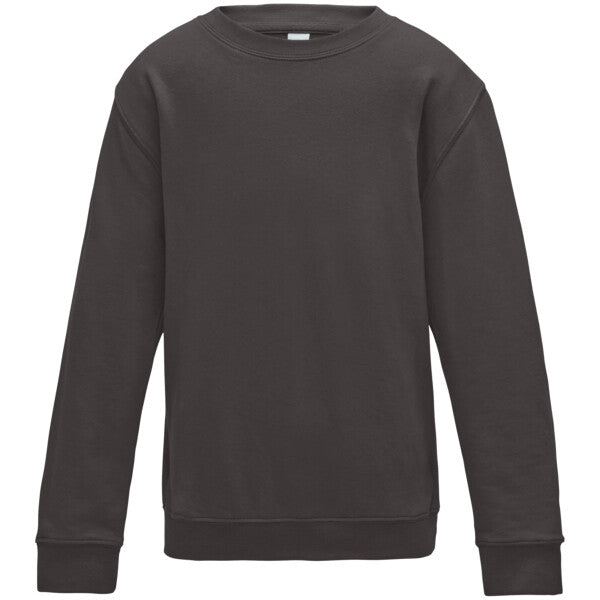 Tryck din logga på Sweatshirts design från AWDis Just Hoods - Anpassa AWDis Kids Sweatshirt JH30J – Klassisk och Bekväm Barntröja i Många Färger i färgen Graphite Grey 1-2 för företag, föreningar och privatpersoner