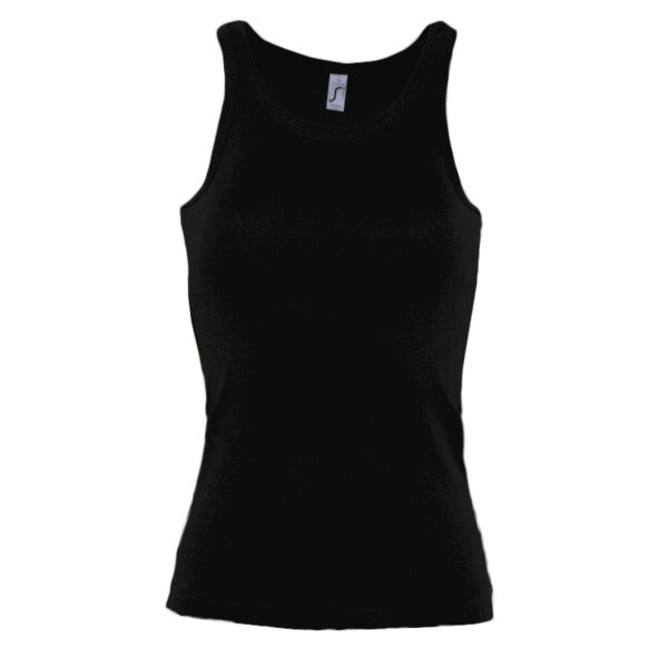Tryck din logga på från Impala Print Shop - Anpassa SOL'S SOL'S Ladies Jane Tank Top 11475 i färgen Svart för företag, föreningar och privatpersoner
