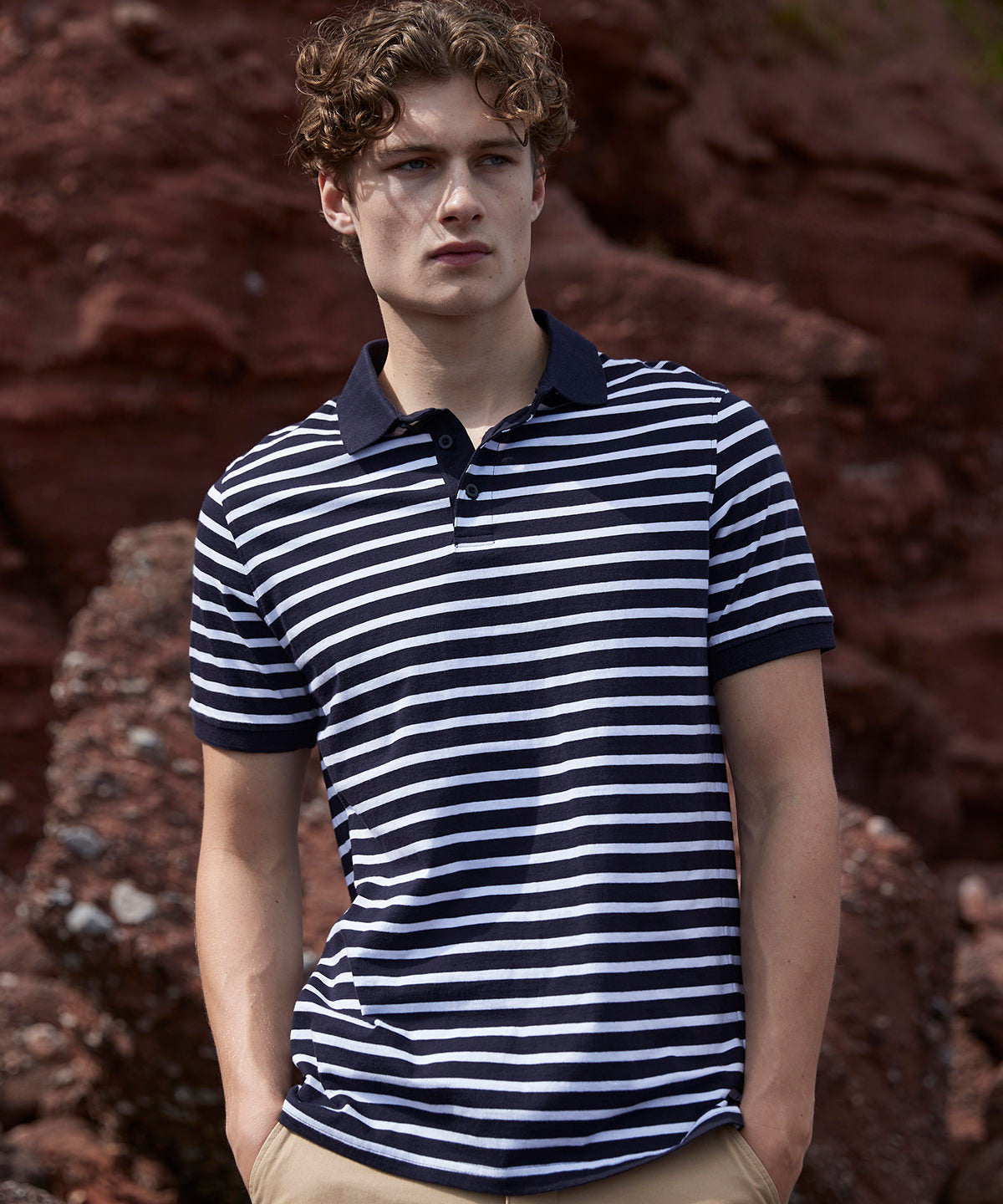 Tryck din logga på Piké från Front Row - Anpassa Striped Jersey Polo i färgen för företag, föreningar och privatpersoner