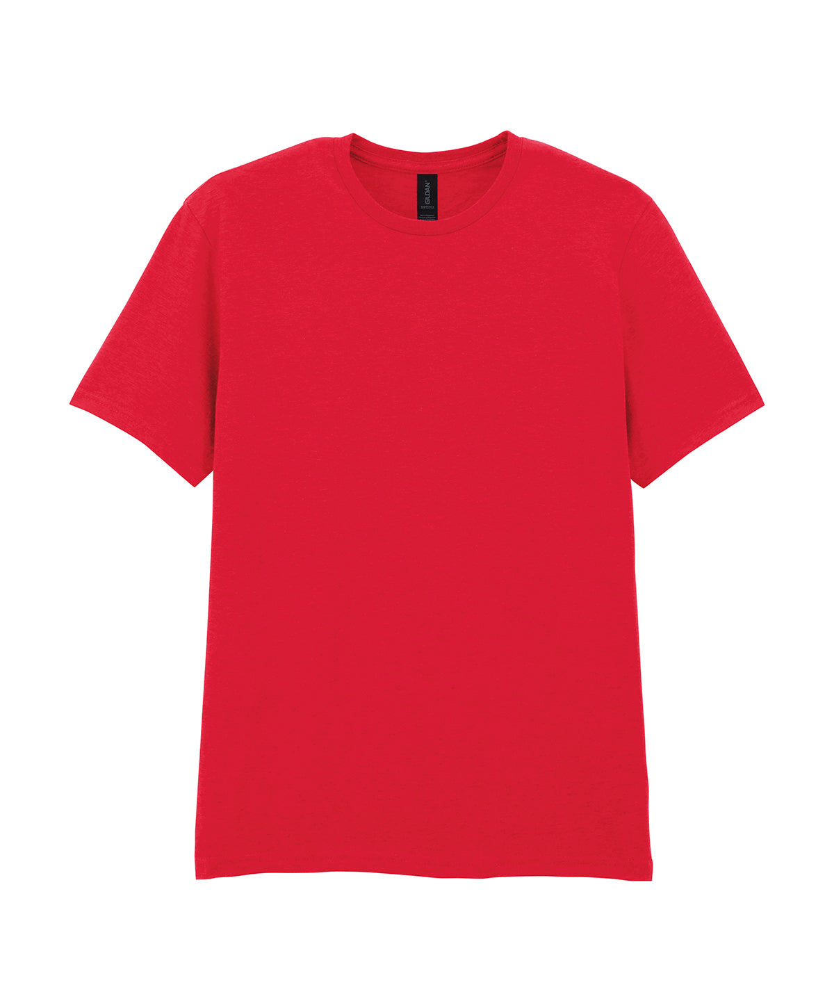 Tryck din logga på T-shirts från Gildan - Anpassa Softstyle Ringspun T-Shirt - Herr i färgen Mellan röd för företag, föreningar och privatpersoner