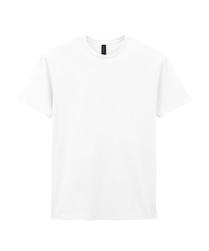 Tryck din logga på T-shirts från Gildan - Anpassa Softstyle Ringspun T-Shirt - Herr i färgen Vit för företag, föreningar och privatpersoner