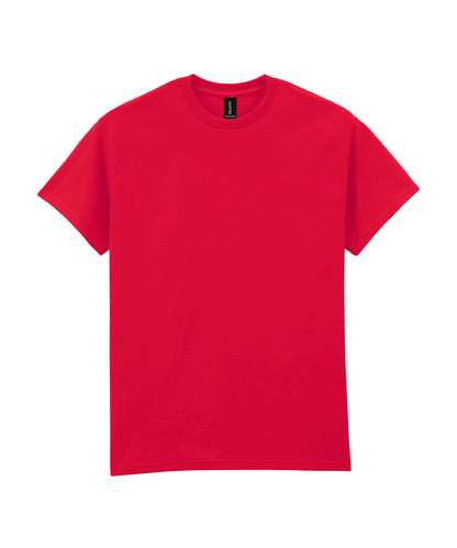 Tryck din logga på T-shirts från Gildan - Anpassa Ultra Cotton T-Shirt - Herr i färgen Mellan röd för företag, föreningar och privatpersoner