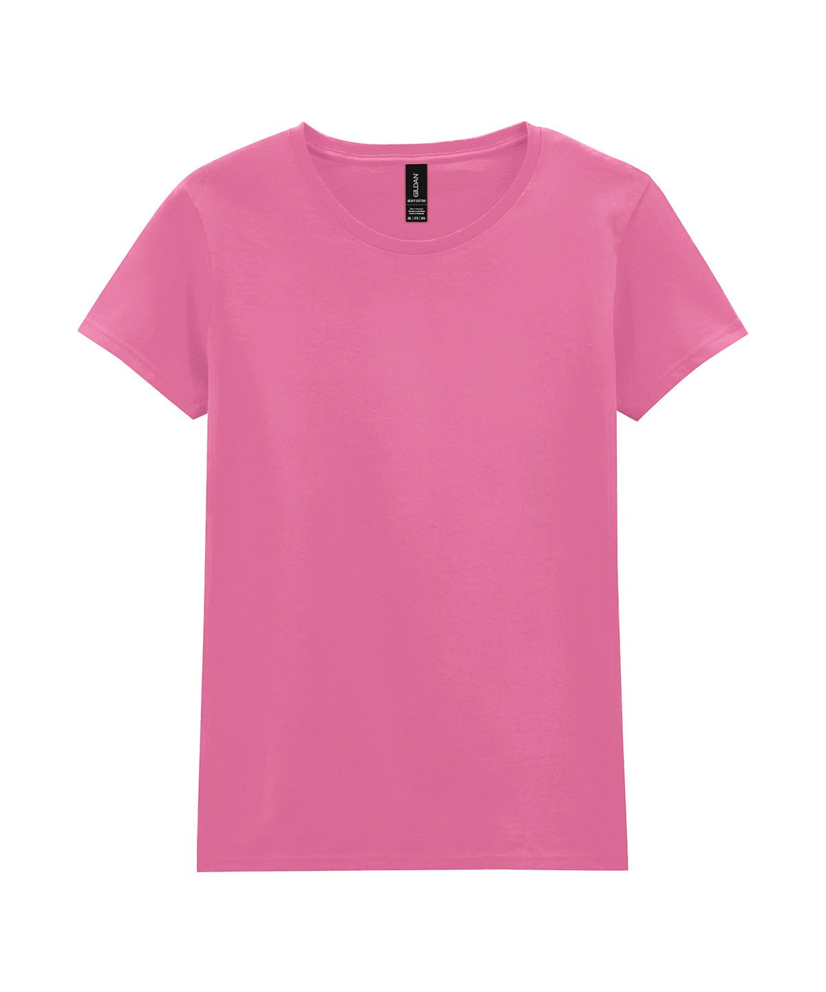 Tryck din logga på T-shirts från Gildan - Anpassa Heavy Cotton T-Shirt - Dam i färgen Mellanrosa för företag, föreningar och privatpersoner