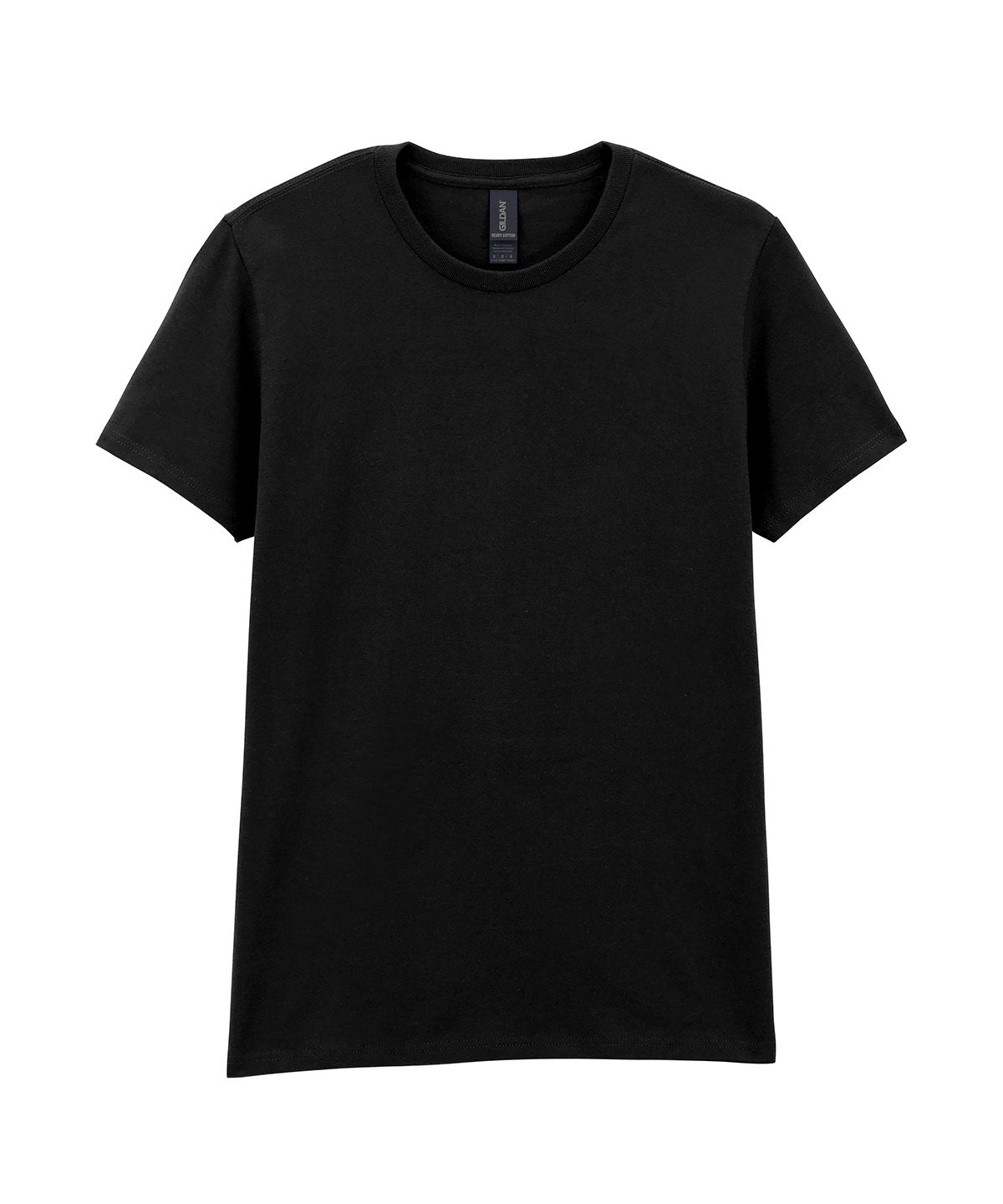 Tryck din logga på T-shirts från Gildan - Anpassa Heavy Cotton T-Shirt - Dam i färgen Svart för företag, föreningar och privatpersoner