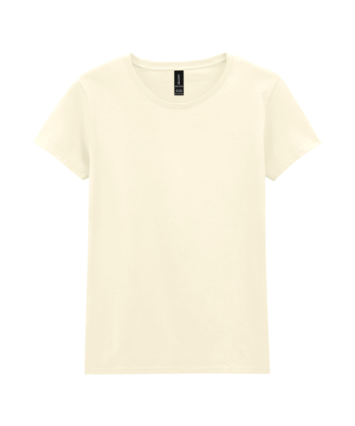 Tryck din logga på T-shirts från Gildan - Anpassa Heavy Cotton T-Shirt - Dam i färgen Off Vit för företag, föreningar och privatpersoner