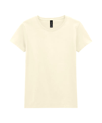 Tryck din logga på T-shirts från Gildan - Anpassa Heavy Cotton T-Shirt - Dam i färgen Off Vit för företag, föreningar och privatpersoner