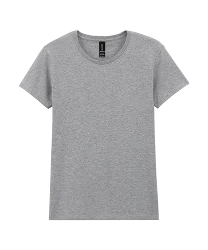 Tryck din logga på T-shirts från Gildan - Anpassa Heavy Cotton T-Shirt - Dam i färgen Ljunggrå för företag, föreningar och privatpersoner